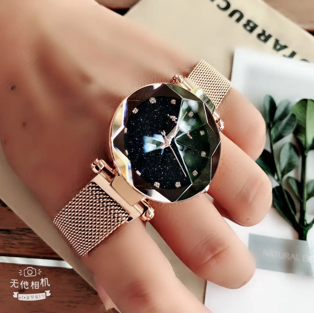 

Genuine Product Hot Selling Douyin Celebrity Style Mesh Belt Lazy Magnetic Buckle Watch Star Versitile Fashion Ladies' Watch 201