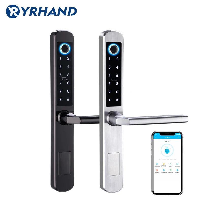 

European waterproof biometric fingerprint door Locks electronic Smart door lock RFID Card code lock For Aluminum Glass Door
