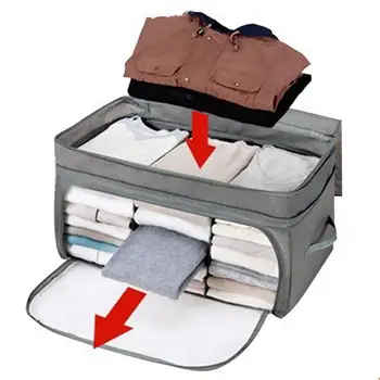 

69L Foldable Storage Box Anti-Bacterial Bamboo Charcoal Transparent Window Clothes Blanket Storage Bag Box Organizer