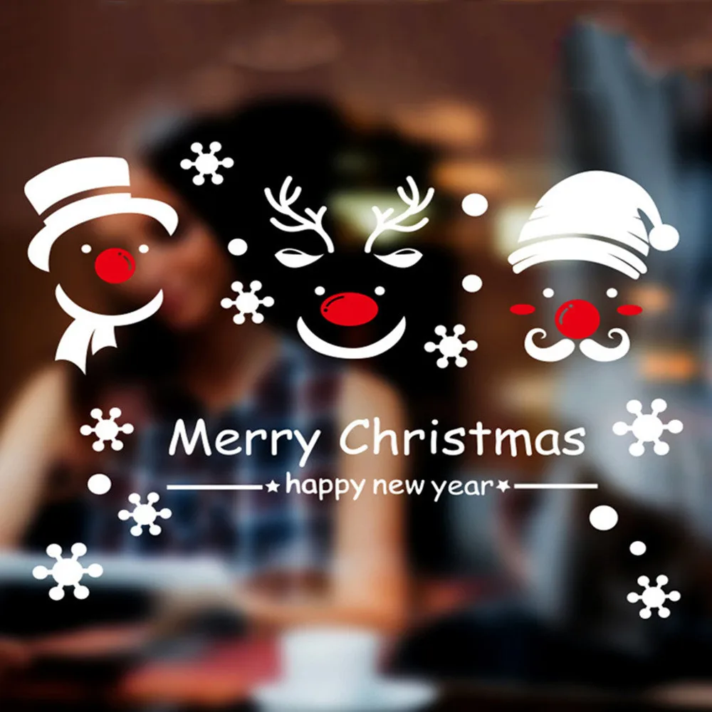 

Vinyl Art Wall Decals Xmas Merry Christmas Decoration For Widows Doors Beauty Fashion Festive Wall Sticker Home Decor W737