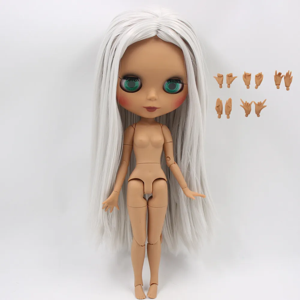1/6 Blyth ICY DBS BJD Кукла Черная кожа матовое лицо соединение тела седые волосы. Нет. BL1003 - Цвет: bodyA
