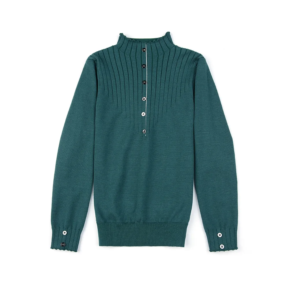 BornToGirl Spring Autumn Winter Women Knitted TShirt Woman Long Sleeve High Neck Black White Blue Green Khaki T Shirts