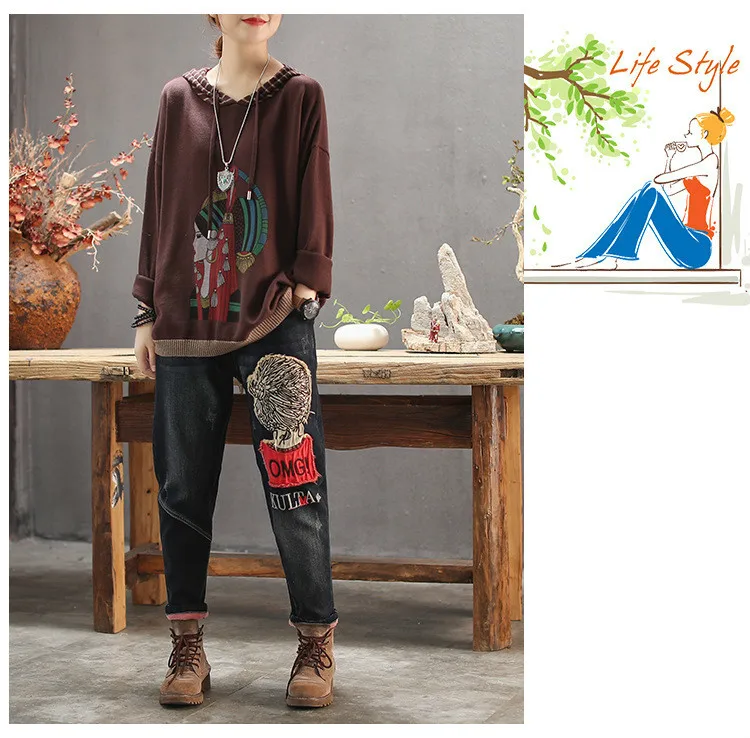 SOUL OF TIGER новые корейские модные женские меховые теплые джинсы женские Лоскутные Джинсовые брюки свободные шаровары Повседневные зимние уличные