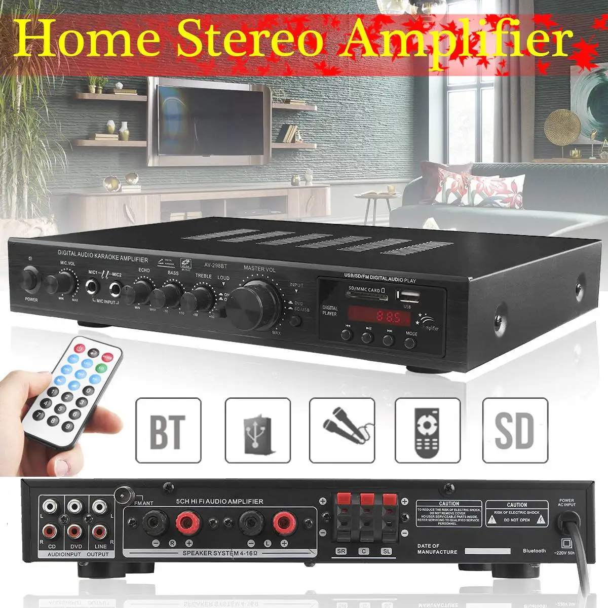 720W 5 Kanal bluetooth HiFi Stereo Verstärker LED Digitale Karaoke amplificador audio Heimkino Heimkino Verstärker