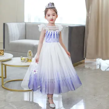 

Snow Queen Dress 2 For Girl Elza White Up Costume 2020 Children's Up Fantasy White Elsa Party Frock Kid Disguise Tunic Cloth 10