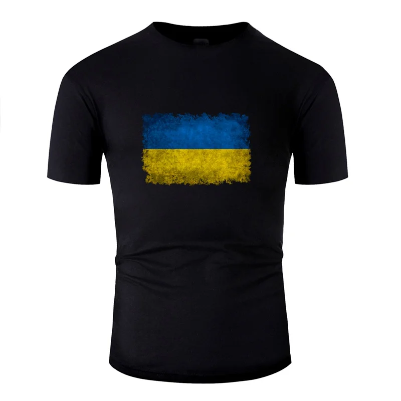 Винтажные комиксы флаг Украины футболка для мужчин хлопок Круглый вырез