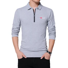 TFETTERS-Camiseta con cremallera para hombre, Camisa de algodón de manga larga, Color sólido, Top de negocios, diseño de cuello, otoño