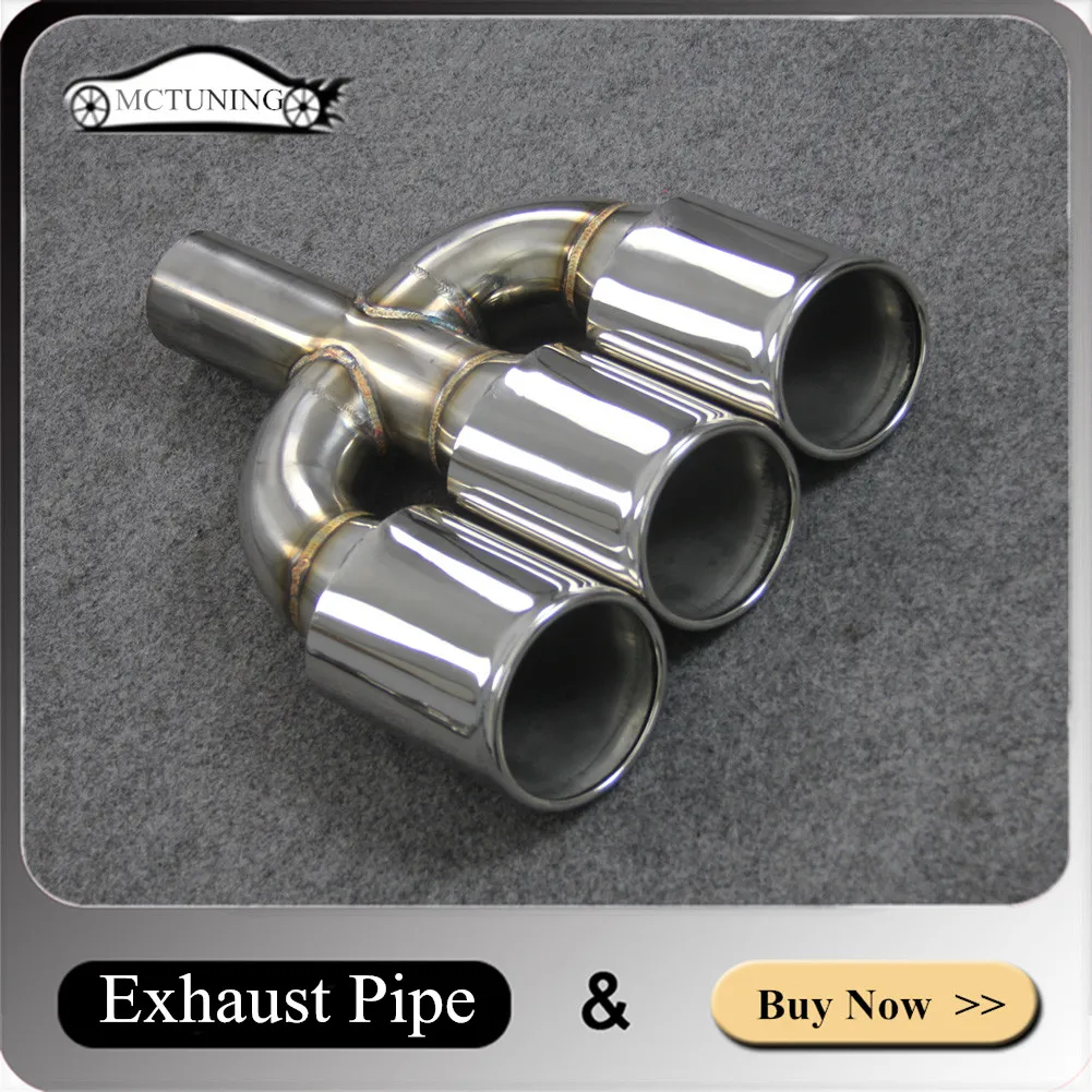 

One Piece Three-Outlet 304 Stainless Steel Muffler Tip Car Universal Automobile Part Rear Exhaust Pipe End Tip Tailpipe Nozzles
