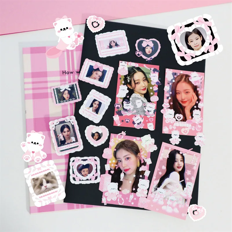 Ins Cute Animal Photo Frame Stickers Creative Colorful DIY Decoration Journal Sticker School Supplies Kawaii Korean Stationery | Канцтовары