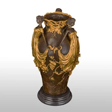 39 см классические женские статуэтки винтажная бронзовая урна ваза-Статуэтка антикварная скульптура искусство домашний декор