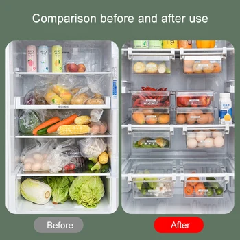 

Refrigerator Built-in Drawer Space Saving Plastic Household Container Storage Kitchen Storage Box _WK