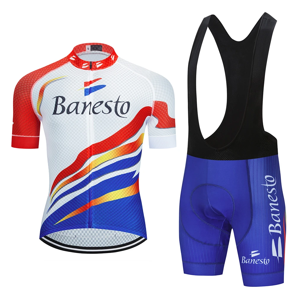 Banesto Conjunto de Jersey de Ciclismo para hombre, Maillot de manga corta transpirable a rayas para bicicleta de montaña o 2020|Conjuntos de ciclismo| - AliExpress