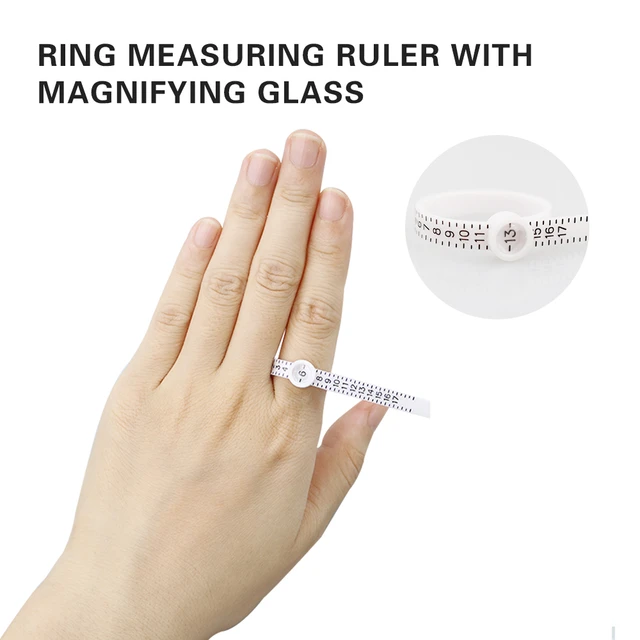 Phyhoo lupa branco anel de plástico sizer calibre dedo medida ferramenta  cinto para homem com lupa jóias fazendo ferramentas 5 pçs - AliExpress