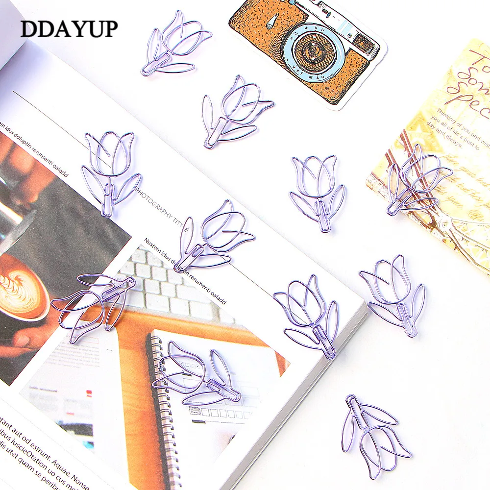 12Pcs/lot Tulip Bookmark Planner Paper Clip for Book Stationery School Supplies