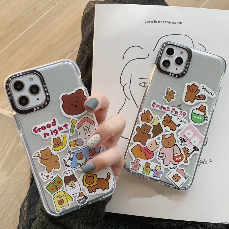 IUENUA милый чехол для телефона с милым медведем и животными iphone 11 Pro Max XR XS X 7 8 Plus