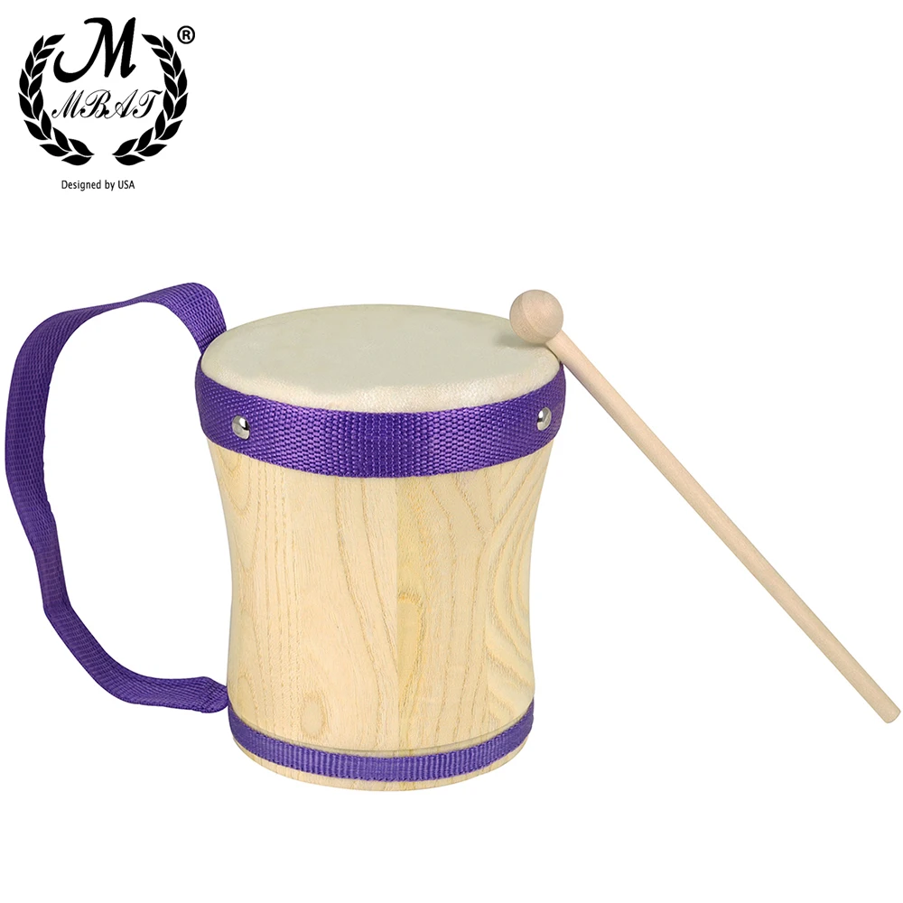 M MBAT Orff Tambourine Wooden Handheld Drum Indian Drum Children's Educational Early Learning Toys Percussion Instruments