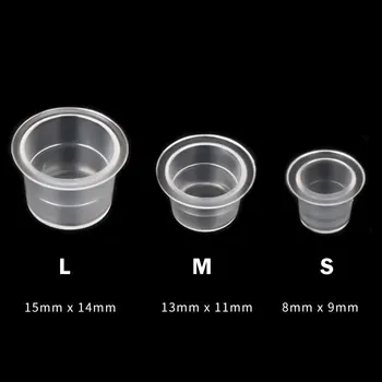 

1000Pcs Plastic Microblading Tattoo Ink Cup Cap Pigment Clear Holder Container S/M/L Size For Needle Tip Grip tattoo supplis