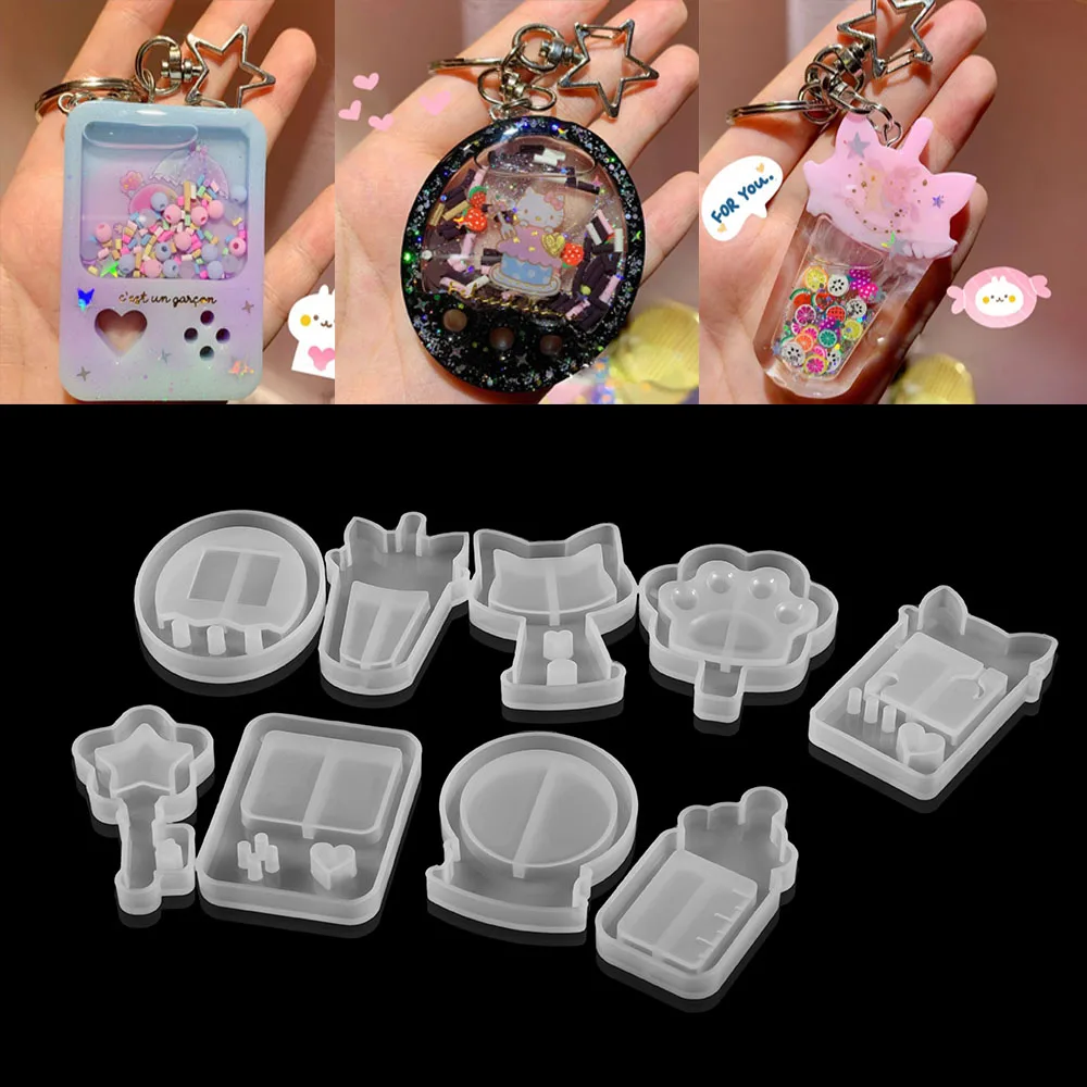 Venta caliente 1 Uds transparentes arena movediza de Pata de Gato consola de juego de moldes de silicona Shaker arenas movedizas de UV resina epoxi molde para DIY fabricación de joyería de colgantes Erb1eNxXawR