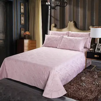 

3Pieces Multi Solid Color Flower Embroidery Quilted Bedspread Bed coverlet set with 2 Pillow shams Luxury 600TC Egyptian Cotton