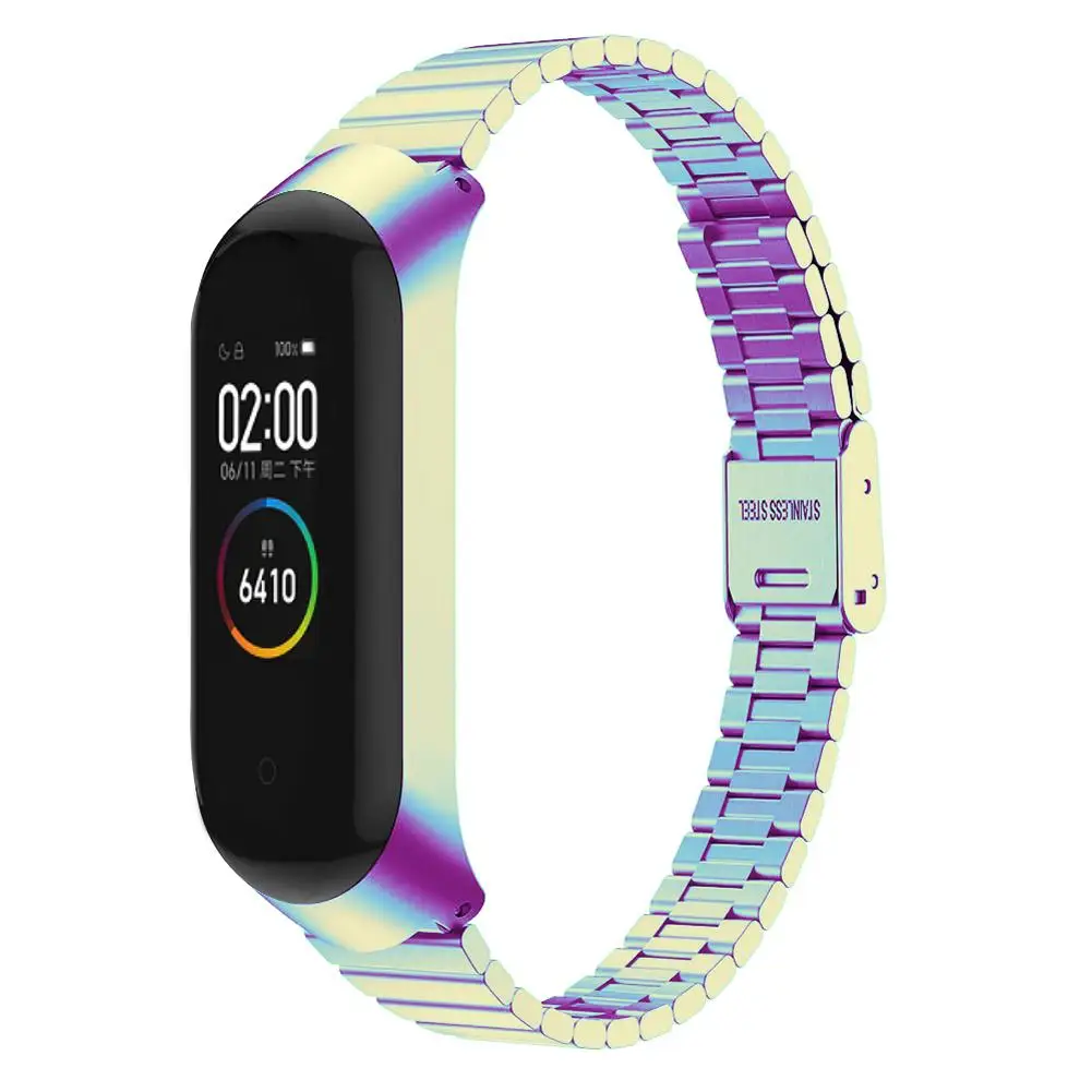 Для Xiaomi Mi Band 4 фитнес-трекер цветной металлический ремешок корпус из нержавеющей стали модные сменные браслеты - Цвет: Multi