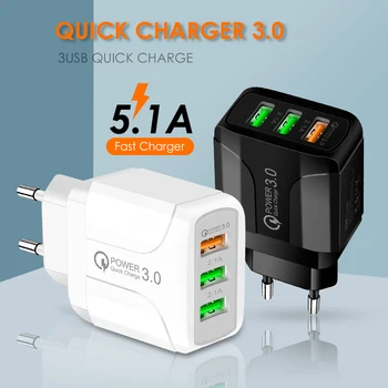 

CDEN USB Charger EU/US/UK Plug Quick Charge 3.0 For Phone Adapter for Tablet Portable Wall Mobile Fast Charger