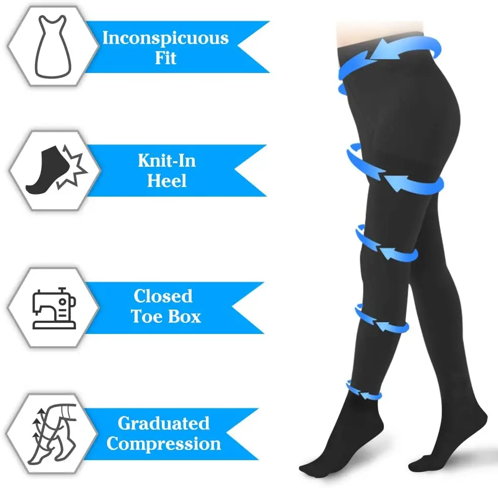 Medical Woman Compression Pantyhose Stockings 20-30 MmHg Compression  Support Pantyhose Thights for Swelling Edema Varicose