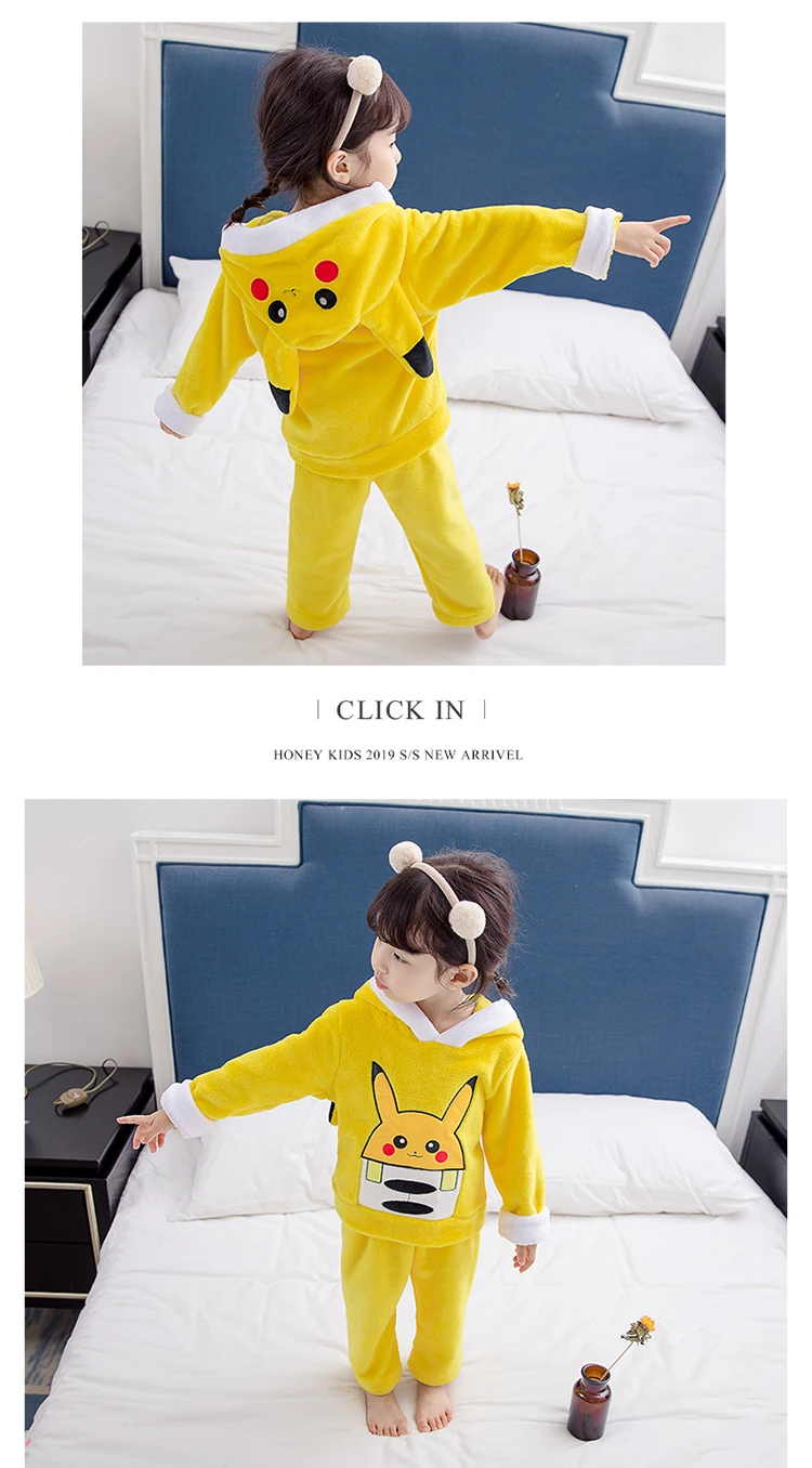 Детская пижама Пикачу, одежда с капюшоном для сна, комбинезоны для мальчиков и девочек, детская зимняя одежда для сна, детские комбинезоны с героями мультфильмов для мальчиков