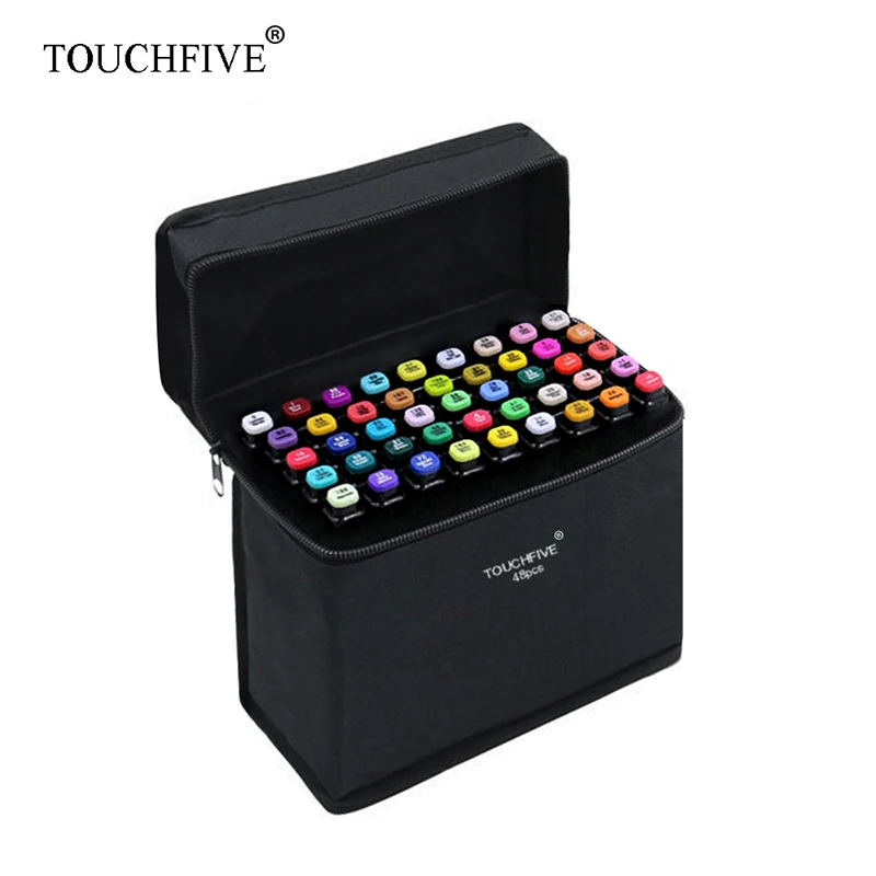 TouchFive Markers 60/80/168 Color Sketch Art Marker Pen Double Tips Alcoholic Pens For Artist Manga Markers Art Supplies School