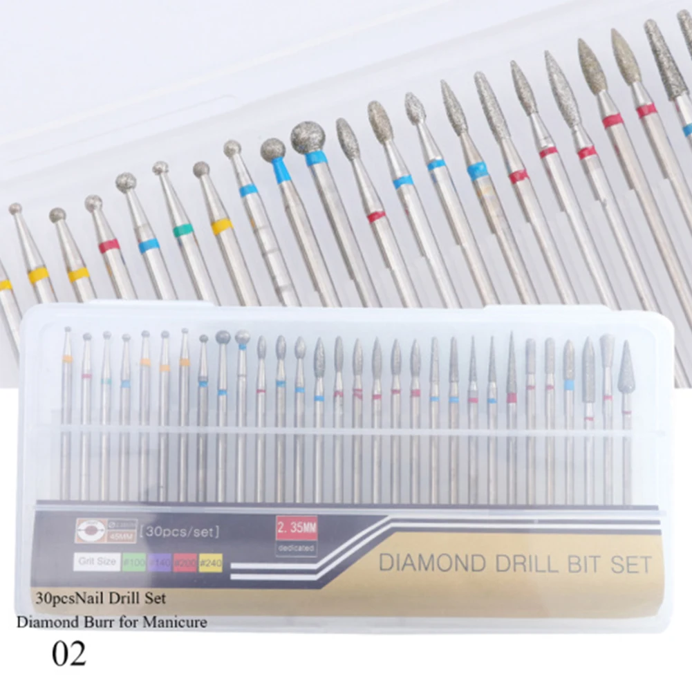 30pcs Salon Nail Files Set Dead Skin Electric Manicure Tools Burrs Cutter Polisher Art Professional Diamond Accessories Remove - Цвет: 2