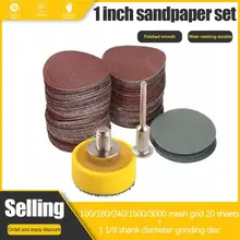 

100 PCS 1 Inch Sanding Discs Pads Hook Loop Sandpaper With 1/8 Shank Grinding Disc For Drill Grinder Rotary Tools