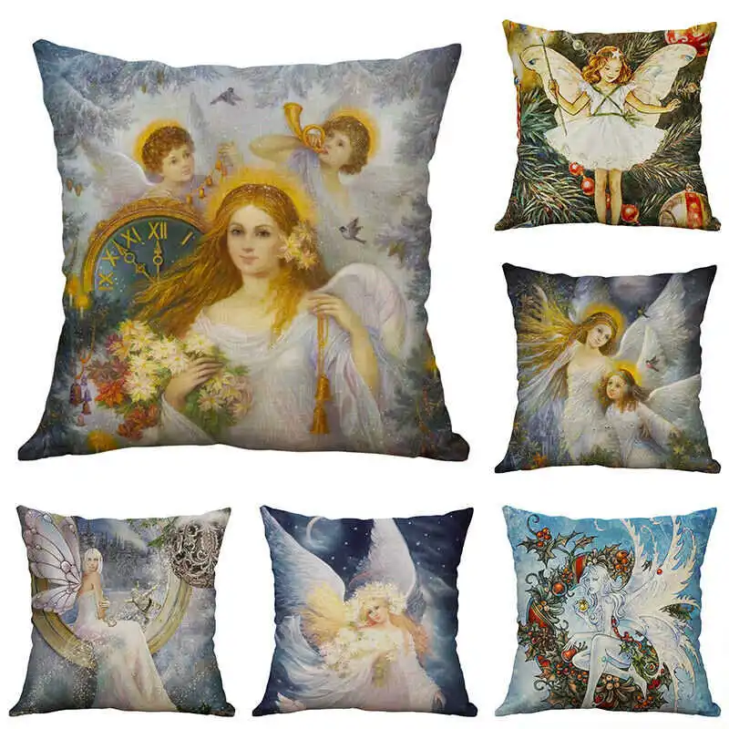 Beauty angel For Cover 18'' Home Retro case Printing Decor Sofa Cushion pillow | Дом и сад