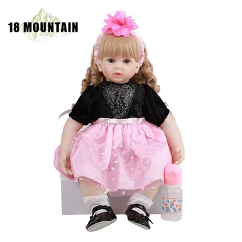 

Cute Princess Doll 24Inch Lifelike Real Girl Reborn Bonecas 60cm Silicone Soft Body Pink Dress Reborn Dolls Menina Birthday Gift