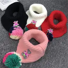 Вязаные шерстяные пряжа, кольца на шею для девочек, зимний теплый шарф, детский слюнявчик, шарфы для мальчиков, детская одежда, аксессуары