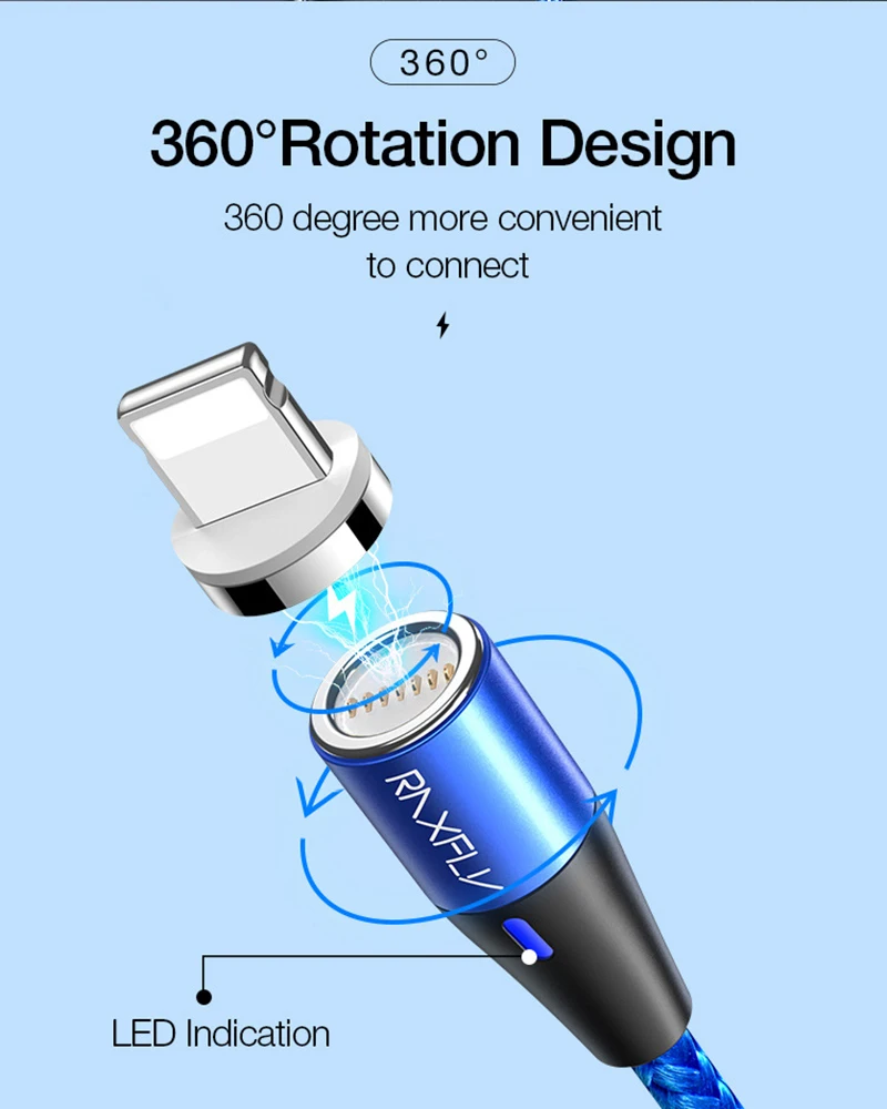 Магнитный кабель Micro usb type C для iPhone Lighting Cable 1M 3A провод для быстрого заряда type-C Магнитный зарядный кабель для телефона