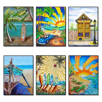 

5D DIY Diamond Painting Coast Scenery Full Diamond Embroidery Patterns Rhinestones Cross Stitch Needlework Home Decoration Gift