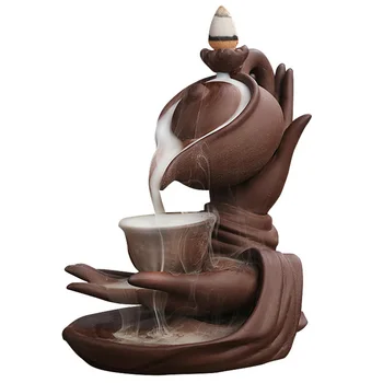 

1pc Vintage Ceramic Buddha Hand Burner Adornment for Desktop Office