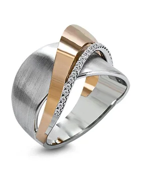 

Female Male Rhinestone Zircon Stone Rings Simple Cross Two-tone Bowknot Ring For Women Party Gift