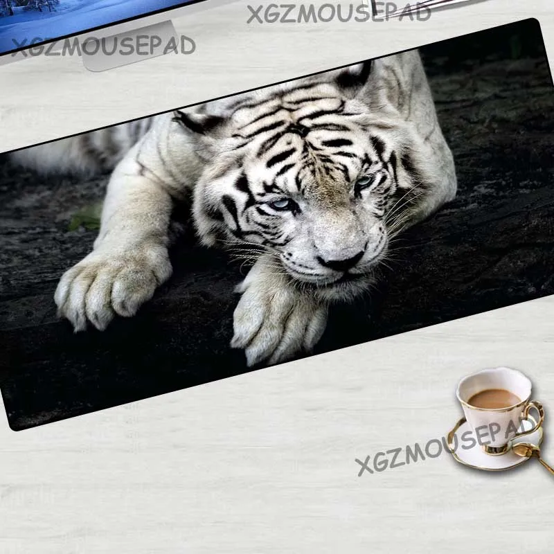 

XGZ Diy Custom Animal Large Mouse Pad Black Lock Edge HD Tiger Rock Computer Desk Mat Rubber Non-slip Washable Fabric