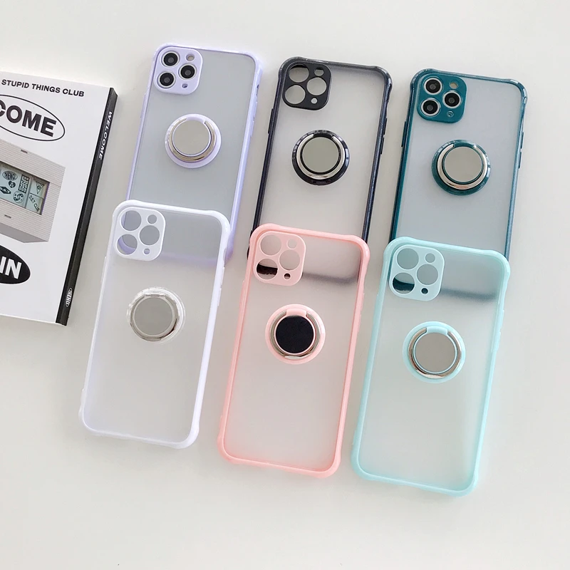 Simple Lens Protection Case For iPhone 12 mini 11 Pro 7 Plus Case With Ring Bracket shockproof Case For iPhone 11 XS Max X 8 XR