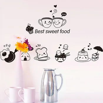 Kitchen Wall Stickers Coffee Sweet Food Diy Wall Art Decal Decoration Oven Dining Hall Wallpapers Pvc Wall Adhesive Y5