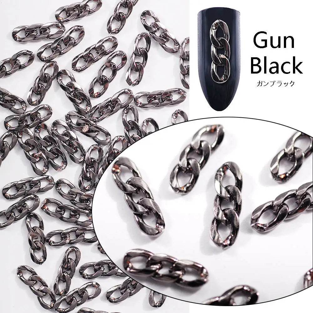 Gun black - 20Pcs 20 шт./упак. высокого качества Горячая металлическая цепочка для ногтей золото/серебро/черный/розовое золото в стиле панк из сплава горный хрусталь DIY украшения для ногтей - Цвет: Gun black - 20Pcs