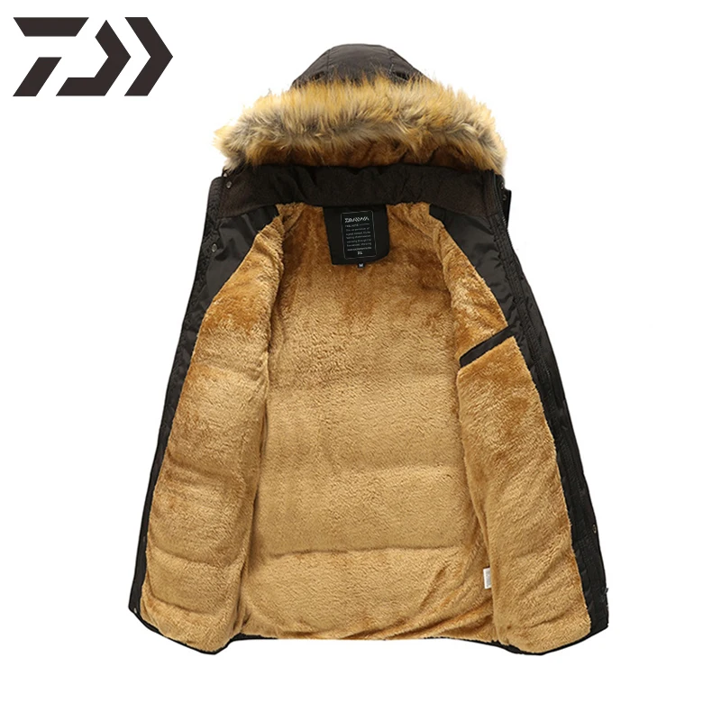 Daiwa одежда хлопок Мужские Зимние Бархатные куртки костюмы для рыбалки теплые куртки для отдыха на открытом воздухе кемпинг ледяная Рыбалка пальто ветрозащитные толстовки