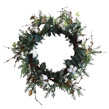 

Cotton Wreath Floral Round Wreath Artificial Leaves for Outdoor Indoor Wedding Decor Plastic 50cm Decoration Dropshpping S27
