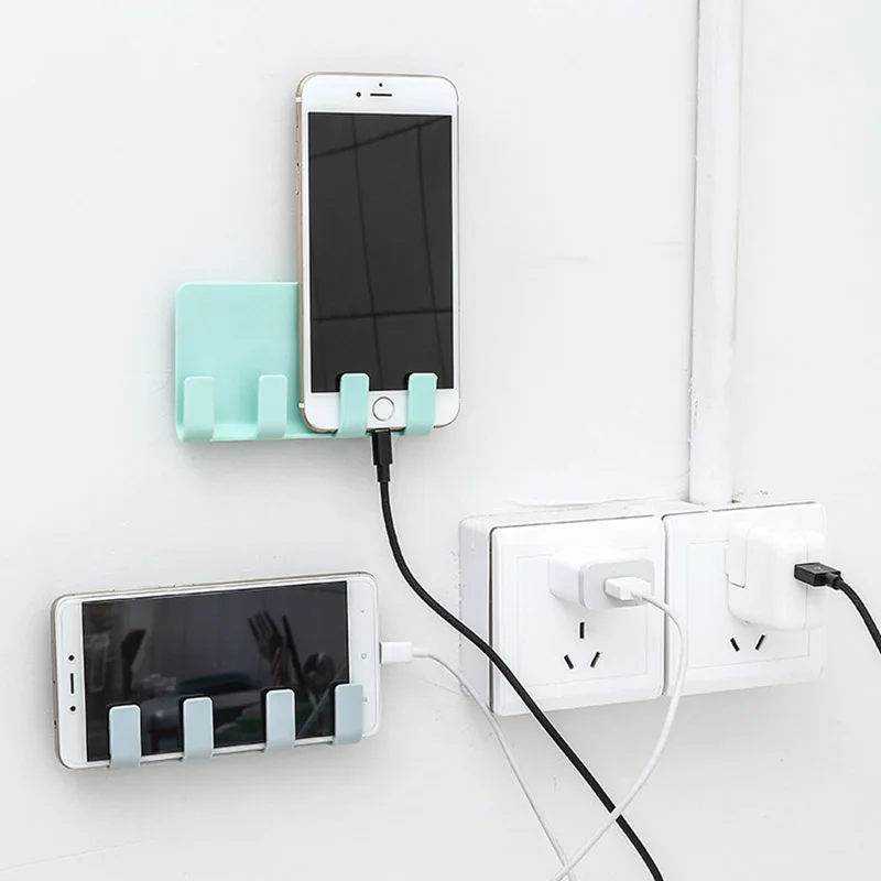 

Paste Style Toothbrush Rack Mobile Phone Charging Bracket Cradle Wall 4Hook Cell Phone Charging Holder Storage Hanger for IPhone