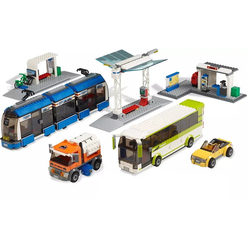 

864Pcs HiLepin Building Blocks 02023 Public Transport Station Compatible 8404 few stocks with figure
