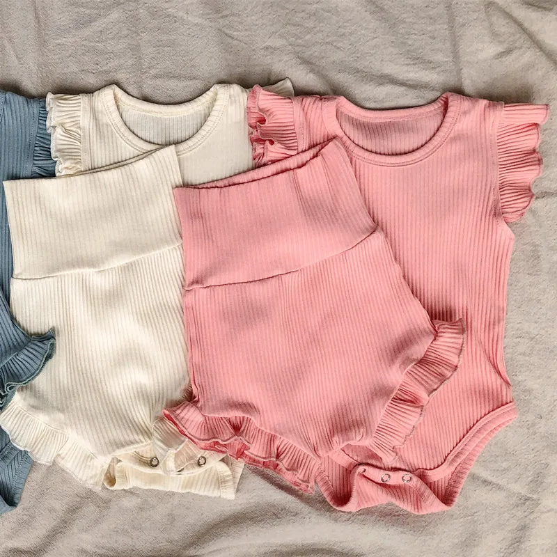 Conjunto de roupas de algodão com nervuras