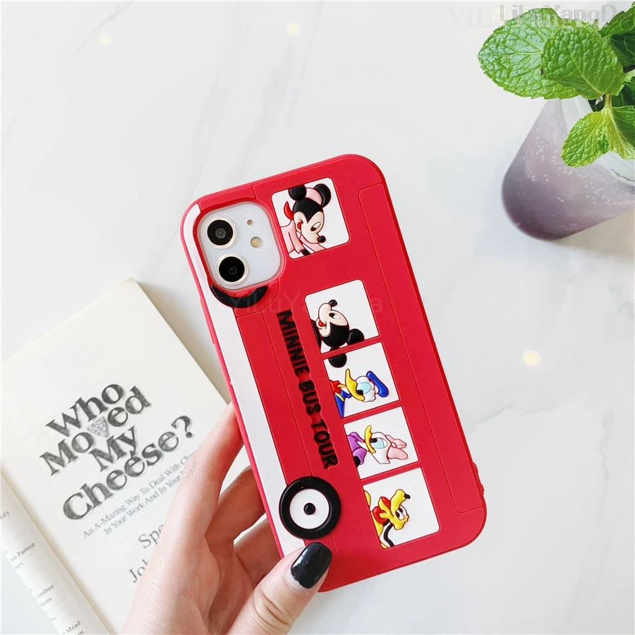 Red Minnie Bus 3D мультфильм Минни автобус Дональд Дейзи Дак чехол для телефона для iPhone 6 6s 7 8 Plus X XR XS 11 Pro Max Мягкий силиконовый чехол Coque Fundas - Цвет: Red Minnie Bus