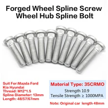 5/10/16/20 stücke Spline Durchmesser 13mm Rad Hub Spline Bolt Schraube länge 48/57/67mm Anzug für Mazda Ford Kia Hyundai M12x 1,5 12x 1,25