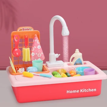 

Kitchen Sink Toys Sets Kids Plastic Simulation Electric Dishwasher Sink Children Pretend Play Girls Boy Birthday Gifts Child Toy