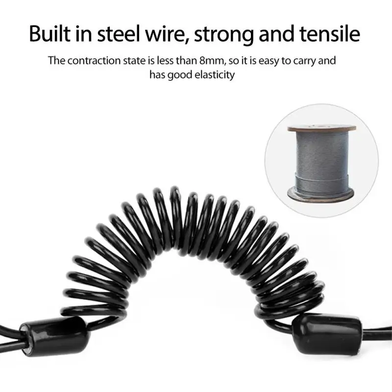 1.2mbike Anti-theft Spring Rope Motorcycle Scooter Disc Lock Cable Security Reminder Bike Moto Tools Bicycle Helmet Warning | Спорт и